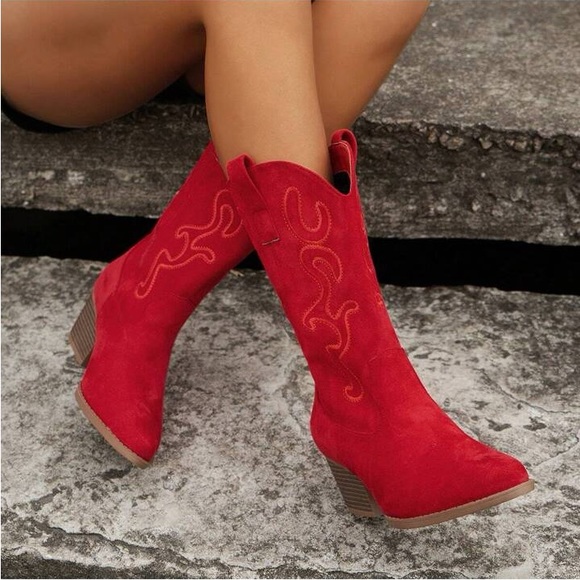 Shoes - Western Embroidered Cowboy Fashion Boots